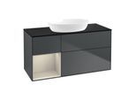 Villeroy und Boch Finion Waschtischunterschrank GA62HHHG 120cm, Abdeckplatte black matt, Emotion, Regale sand matt lacquer, Midnight Blue Matt Lacquer