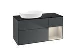 Villeroy und Boch Finion Waschtischunterschrank GA52HHHG 120cm, Abdeckplatte black matt, Emotion, Regale sand matt lacquer, Midnight Blue Matt Lacquer