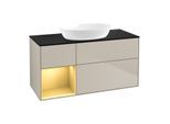 Villeroy und Boch Finion Waschtischunterschrank GA62HFHH 120cm, Abdeckplatte black matt, Emotion, Regale Gold matt lacquer, Sand Matt Lacquer