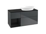 Villeroy und Boch Finion Waschtischunterschrank FA42PHHG 120cm, Abdeckplatte black matt, Regale Glossy black lacquer, Midnight Blue Matt Lacquer
