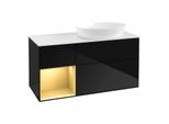 Villeroy und Boch Finion Waschtischunterschrank FA41HFPH 120cm, Abdeckplatte white matt, Regale Gold matt lacquer, Glossy Black Lacquer