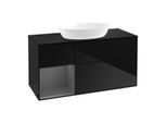 Villeroy und Boch Finion Waschtischunterschrank FA62GKPH 120cm, Abdeckplatte black matt, Regale Anthracite matt lacquer, Glossy Black Lacquer