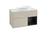 Villeroy und Boch Finion Waschtischunterschrank GA21PDHH 100cm, Abdeckplatte white matt, Emotion, Regale Black matt lacquer, Sand Matt Lacquer