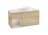 Villeroy und Boch Finion Waschtischunterschrank GA61HHPC 120cm, Abdeckplatte white matt, Emotion, Regale sand matt lacquer, Oak Veneer