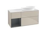 Villeroy und Boch Finion Waschtischunterschrank FA41HGHH 120cm, Abdeckplatte white matt, Regale Midnight matt lacquer, Sand Matt Lacquer