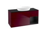 Villeroy und Boch Finion Waschtischunterschrank FA72PDHB 120cm, Abdeckplatte black matt, Regale Black matt lacquer, Peony Matt