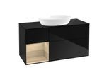 Villeroy und Boch Finion Waschtischunterschrank GA62PCPH 120cm, Abdeckplatte black matt, Emotion, Regale Oak Veneer, Glossy Black Lacquer