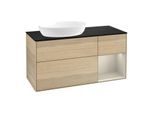 Villeroy und Boch Finion Waschtischunterschrank FA52HHPC 120cm, Abdeckplatte black matt, Regale sand matt lacquer, Oak Veneer