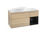 Villeroy und Boch Finion Waschtischunterschrank GA51PHPC 120cm, Abdeckplatte white matt, Emotion, Regale Glossy black lacquer, Oak Veneer