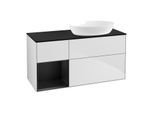 Villeroy und Boch Finion Waschtischunterschrank GA42PDMT 120cm, Abdeckplatte black matt, Emotion, Regale Black matt lacquer, White matt lacquer