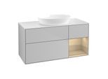 Villeroy und Boch Finion Waschtischunterschrank FA71PCGJ 120cm, Abdeckplatte white matt, Regale Oak Veneer, Light grey matt