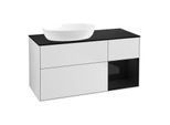 Villeroy und Boch Finion Waschtischunterschrank FA52PHMT 120cm, Abdeckplatte black matt, Regale Glossy black lacquer, White matt lacquer