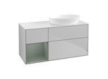 Villeroy und Boch Finion Waschtischunterschrank GA41GMGJ 120cm, Abdeckplatte white matt, Emotion, Regale Olive matt lacquer, Light grey matt