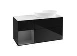 Villeroy und Boch Finion Waschtischunterschrank GA41GKPH 120cm, Abdeckplatte white matt, Emotion, Regale Anthracite matt lacquer, Glossy Black Lacquer