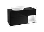 Villeroy und Boch Finion Waschtischunterschrank FA52GFPH 120cm, Abdeckplatte black matt, Regale Glossy white lacquer, Glossy Black Lacquer
