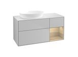 Villeroy und Boch Finion Waschtischunterschrank FA51PCGJ 120cm, Abdeckplatte white matt, Regale Oak Veneer, Light grey matt