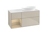 Villeroy und Boch Finion Waschtischunterschrank FA41PCHH 120cm, Abdeckplatte white matt, Regale Oak Veneer, Sand Matt Lacquer