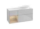 Villeroy und Boch Finion Waschtischunterschrank GA41PCGJ 120cm, Abdeckplatte white matt, Emotion, Regale Oak Veneer, Light grey matt