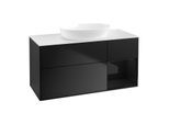 Villeroy und Boch Finion Waschtischunterschrank GA71PHPD 120cm, Abdeckplatte white matt, Emotion, Regale Glossy black lacquer, Black matt lacquer