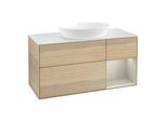 Villeroy und Boch Finion Waschtischunterschrank FA71HHPC 120cm, Abdeckplatte white matt, Regale sand matt lacquer, Oak Veneer