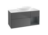 Villeroy und Boch Finion Waschtischunterschrank FA71HGGK 120cm, Abdeckplatte white matt, Regale Midnight matt lacquer, Anthracite matt