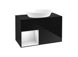 Villeroy und Boch Finion Waschtischunterschrank FA12MTPH 100cm, Abdeckplatte black matt, Regale White matt lacquer, Glossy Black Lacquer