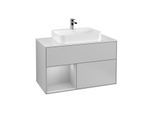 Villeroy und Boch Finion Waschtischunterschrank F361GJGJ 100cm, Abdeckplatte white matt, Regal links Light grey matt, Light grey matt