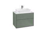 Villeroy und Boch Finion Waschtischunterschrank G34100GM 80x60,3cm, Emotion, Abdeckplatte white matt, Olive Matt Lacquer