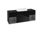 Villeroy und Boch Finion Waschtischunterschrank G332GKPH 160cm, Abdeckplatte black matt, Emotion, Regale Anthracite matt lacquer, Glossy Black Lacquer