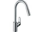 hansgrohe Focus M41-240 Küchenarmatur 31815000 chrom, schwenkbarer Auslauf, herausziehbare Brause