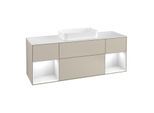 Villeroy und Boch Finion Waschtischunterschrank G331GFHH 160cm, Abdeckplatte white matt, Emotion, Regale Glossy white lacquer, Sand Matt Lacquer