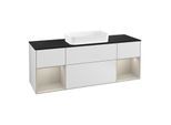 Villeroy und Boch Finion Waschtischunterschrank G332HHMT 160cm, Abdeckplatte black matt, Emotion, Regale sand matt lacquer, White matt lacquer
