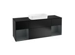 Villeroy und Boch Finion Waschtischunterschrank F332HGPD 160x60,3cm, Abdeckplatte black matt, Regale Midnight matt lacquer, Black matt lacquer