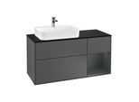 Villeroy und Boch Finion Waschtischunterschrank G402HGGK 120cm, Abdeckplatte black matt, Emotion, Regal rechts Midnight Blue Matt Lacquer, Anthracite matt