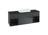 Villeroy und Boch Finion Waschtischunterschrank G332PHHG 160cm, Abdeckplatte black matt, Emotion, Regale Glossy black lacquer, Midnight Blue Matt Lacquer