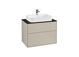 Villeroy und Boch Finion Waschtischunterschrank F34200HH 80x60,3cm, Abdeckplatte black matt, Sand Matt Lacquer
