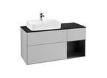 Villeroy und Boch Finion Waschtischunterschrank G402PDGJ 120cm, Abdeckplatte black matt, Emotion, Regal rechts Black matt lacquer, Light grey matt