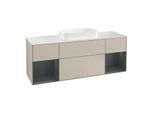 Villeroy und Boch Finion Waschtischunterschrank G331HGHH 160cm, Abdeckplatte white matt, Emotion, Regale Midnight matt lacquer, Sand Matt Lacquer
