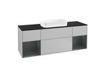 Villeroy und Boch Finion Waschtischunterschrank F332HGGJ 160x60,3cm, Abdeckplatte black matt, Regale Midnight matt lacquer, Light grey matt