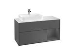 Villeroy und Boch Finion Waschtischunterschrank G401GKGK 120cm, Abdeckplatte white matt, Emotion, Regal rechts Anthracite matt, Anthracite matt