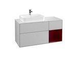 Villeroy und Boch Finion Waschtischunterschrank F401HBGJ 120cm, Abdeckplatte white matt, Regal rechts Peony, Light grey matt