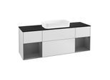 Villeroy und Boch Finion Waschtischunterschrank G332GKMT 160cm, Abdeckplatte black matt, Emotion, Regale Anthracite matt lacquer, White matt lacquer