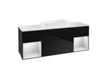 Villeroy und Boch Finion Waschtischunterschrank G331MTPH 160cm, Abdeckplatte white matt, Emotion, Regale White matt lacquer, Glossy Black Lacquer