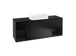 Villeroy und Boch Finion Waschtischunterschrank G332PHPD 160cm, Abdeckplatte black matt, Emotion, Regale Glossy black lacquer, Black matt lacquer