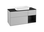 Villeroy und Boch Finion Waschtischunterschrank G302PDGJ 120cm, Abdeckplatte black matt, Emotion, Regal rechts Black matt lacquer, Light grey matt