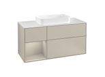 Villeroy und Boch Finion Waschtischunterschrank G291HHHH 120cm, Abdeckplatte white matt, Emotion, Regal links Sand Matt Lacquer, Sand Matt Lacquer