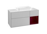 Villeroy und Boch Finion Waschtischunterschrank G301HBGJ 120cm, Abdeckplatte white matt, Emotion, Regal rechts Peony, Light grey matt