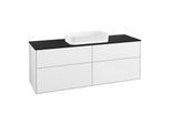 Villeroy und Boch Finion Waschtischunterschrank G32200GF 160x60,3cm, Emotion, Abdeckplatte black matt, Glossy white lacquer