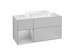 Villeroy und Boch Finion Waschtischunterschrank G291GJGJ 120cm, Abdeckplatte white matt, Emotion, Regal links Light grey matt, Light grey matt