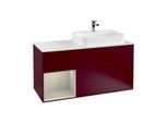 Villeroy und Boch Finion Waschtischunterschrank G391HHHB 120cm, Abdeckplatte white matt, Emotion, Regal links Sand Matt Lacquer, Peony Matt